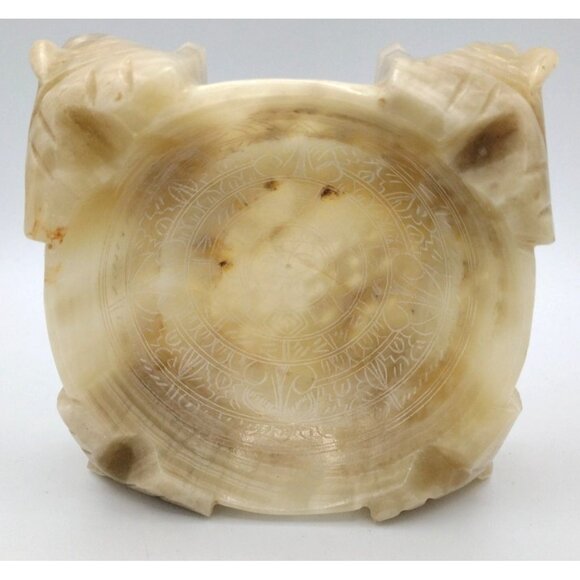 Vintage Onyx Aztec Calendar Carved Ashtray Marble Mexico Mid Century Decor Heavy - Picture 5 of 13